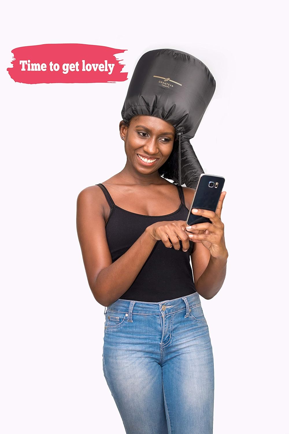 Bonnet Hood Hair Dryer Attachment by Granteva - Relax, Speeds Up Drying Time at Home, Easy to Use for Styling, Curling and Deep Conditioning - Soft, Adjustable, Fits to All Small or Big Heads, Rollers: Beauty