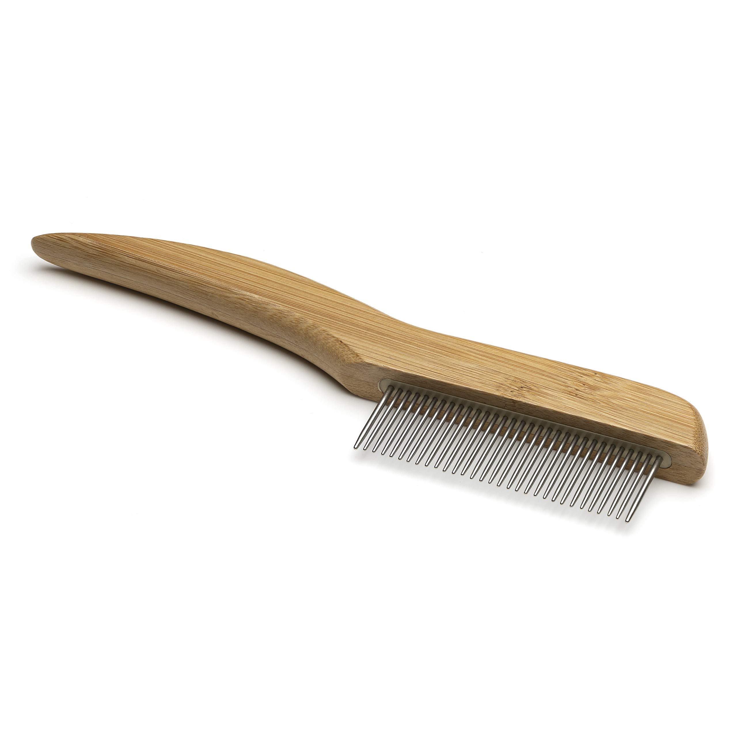 Mikki Bamboo Anti-Tangle Comb for Dog, Cat, Puppy with Medium and Long Hair Coats, Removes Knots, Matts and Tangles, Handmade from Natural Bamboo