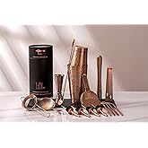 Sky Fish 3D Etched 18-Piece Bartender Kit Stainless Steel Boston Cocktail Shaker Set Copper Plated Bartending Tools Suit for Bar Tools Set Mixology Enthusiasts, Professional Bartenders and Home Drink