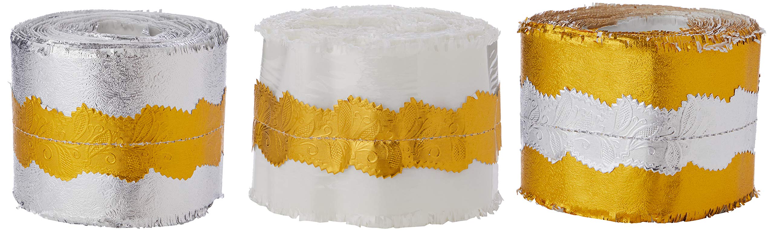 Creative Party XF78 White Silver and Gold Cake Frills-3 Pcs