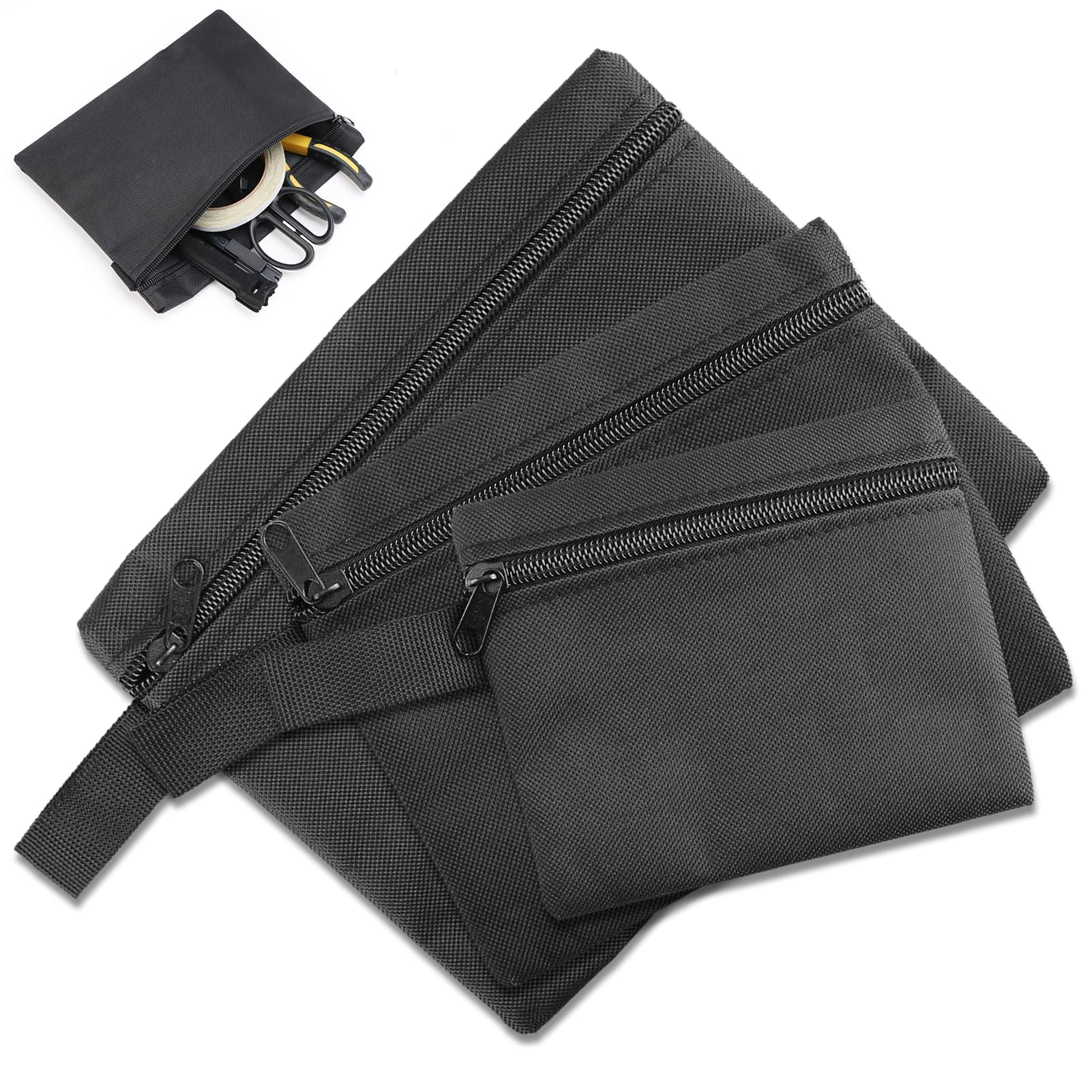 Brileze 3 Pcs Waterproof Canvas Tool Storage Bags - 3 Sizes, Heavy Duty, Water Resistant PVC Coating for DIY Tools