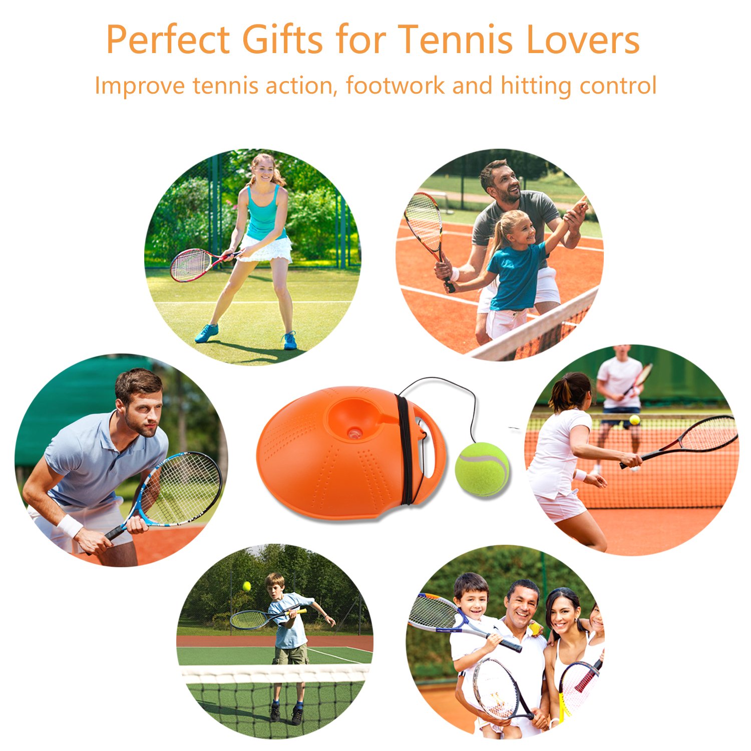 HUYIJJH Tennis Trainer Rebound Ball Set Self-study Practice Training Tool Sport Exercise Equipment for Kids Player Beginner (2 Balls)