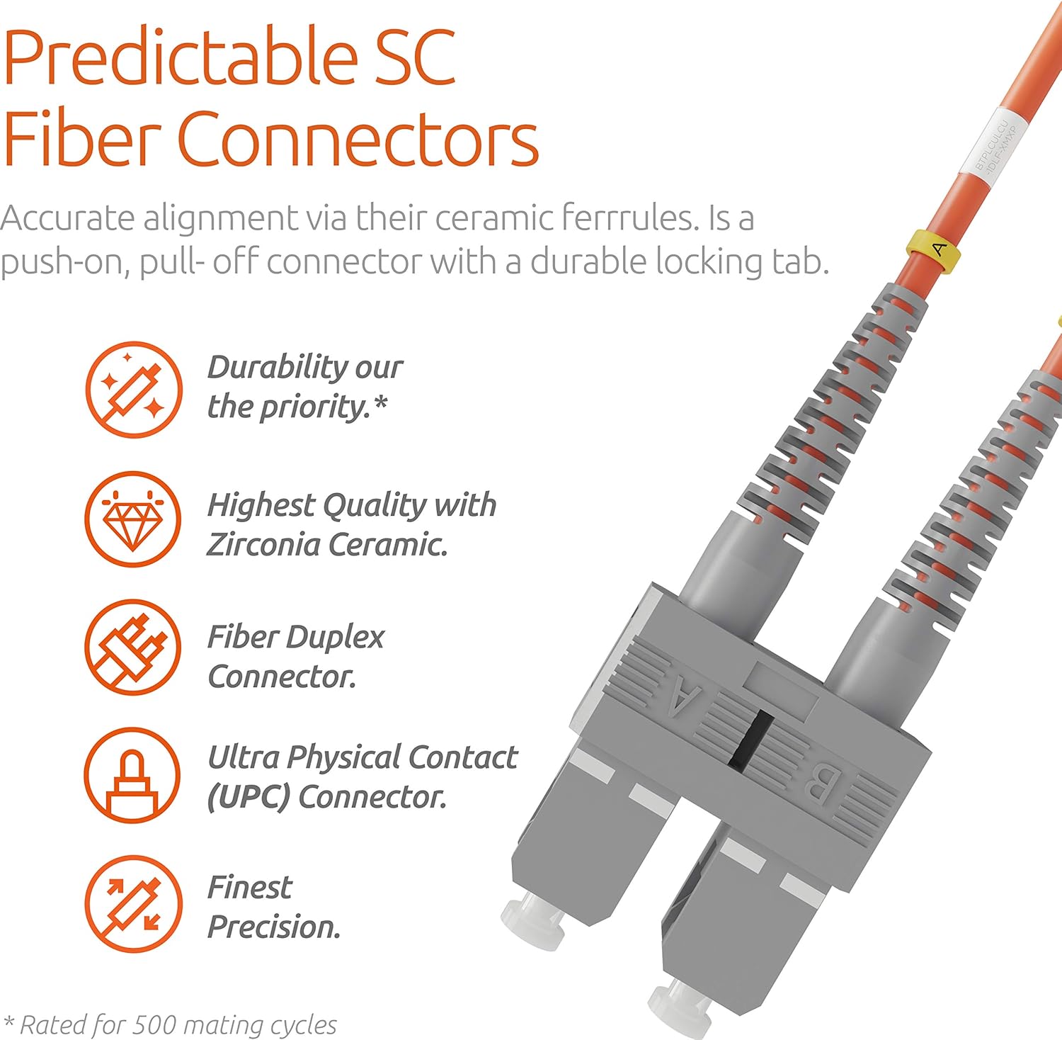 SC to SC Multimode Fibre Patch Cable Duplex - 3M - (LSZH) 62.5/125um OM1 (2 Pack) - Beyondtech PureOptics Lead Series - Image 3