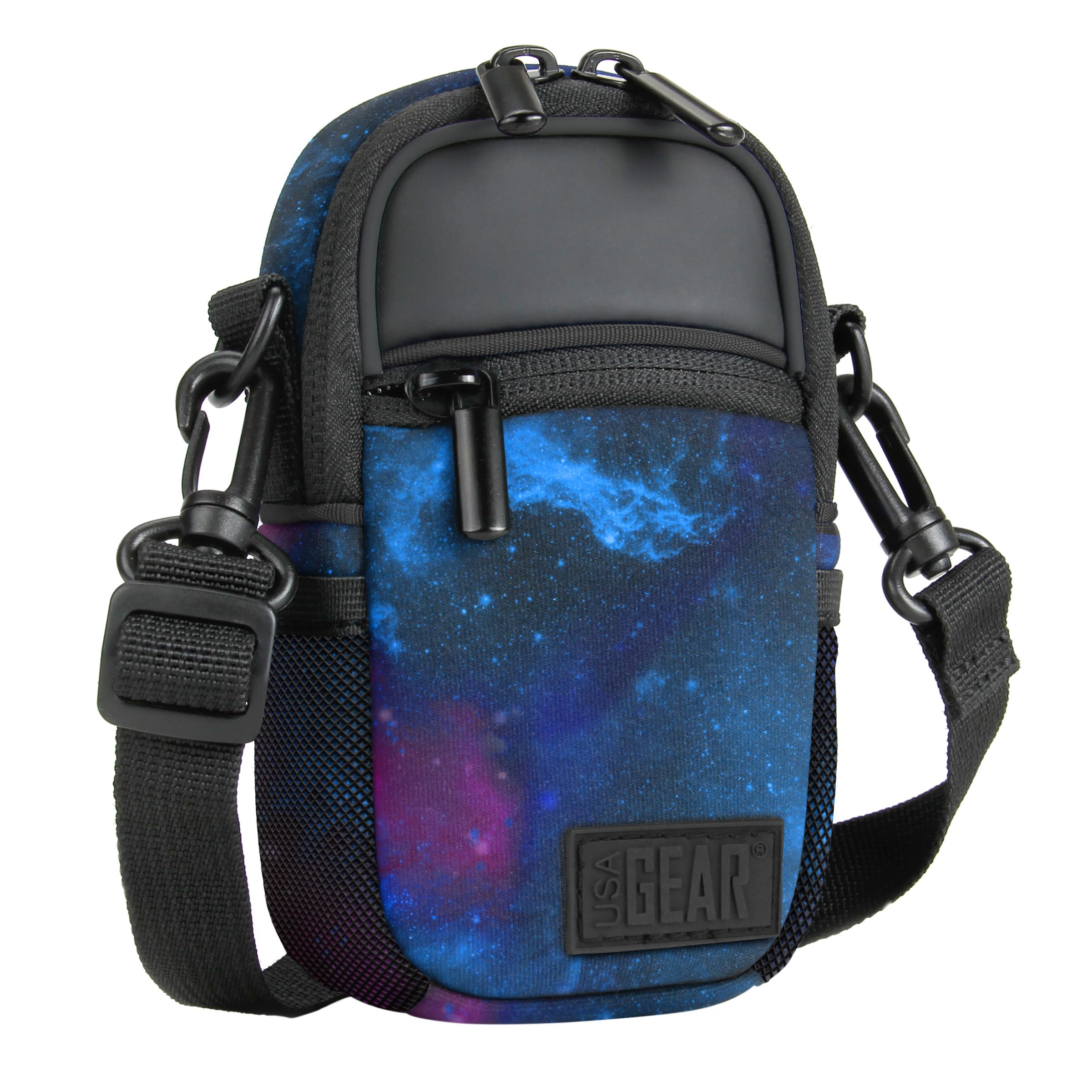 USA Gear Compact Camera Case (Galaxy) Point and Shoot Camera Bag with Accessory Pockets, Rain Cover and Shoulder Strap - Compatible with Sony CyberShot, Canon PowerShot ELPH, Nikon COOLPIX and More