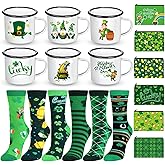 Singhoow 18 Pcs St Patrick's Day Gifts Set Happy St Patrick's Day Enamel Mugs Irish Shamrock Lucky Makeup Bags Green Clover Socks Bulk Party Favors Supplies for Women Coworkers Saint Patty's Decor