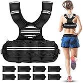 Adjustable Weighted Vest for Women Men, 6-18 LBS Weighted Walking Vest with 8 Ironsand Weights & Reflective Strip, Strength Training Weight Vests for Running GYM Home Workout, Large Zippered Pocket