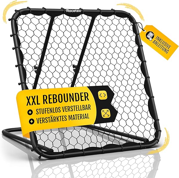 Racetex Rebounder für Fußball XXL [125cm x 125cm] - Fussball Rebounder mit robuster Konstruktion und stufenlos verstellbarem Winkel - Rebounder Fußball Ballannahmetraining
