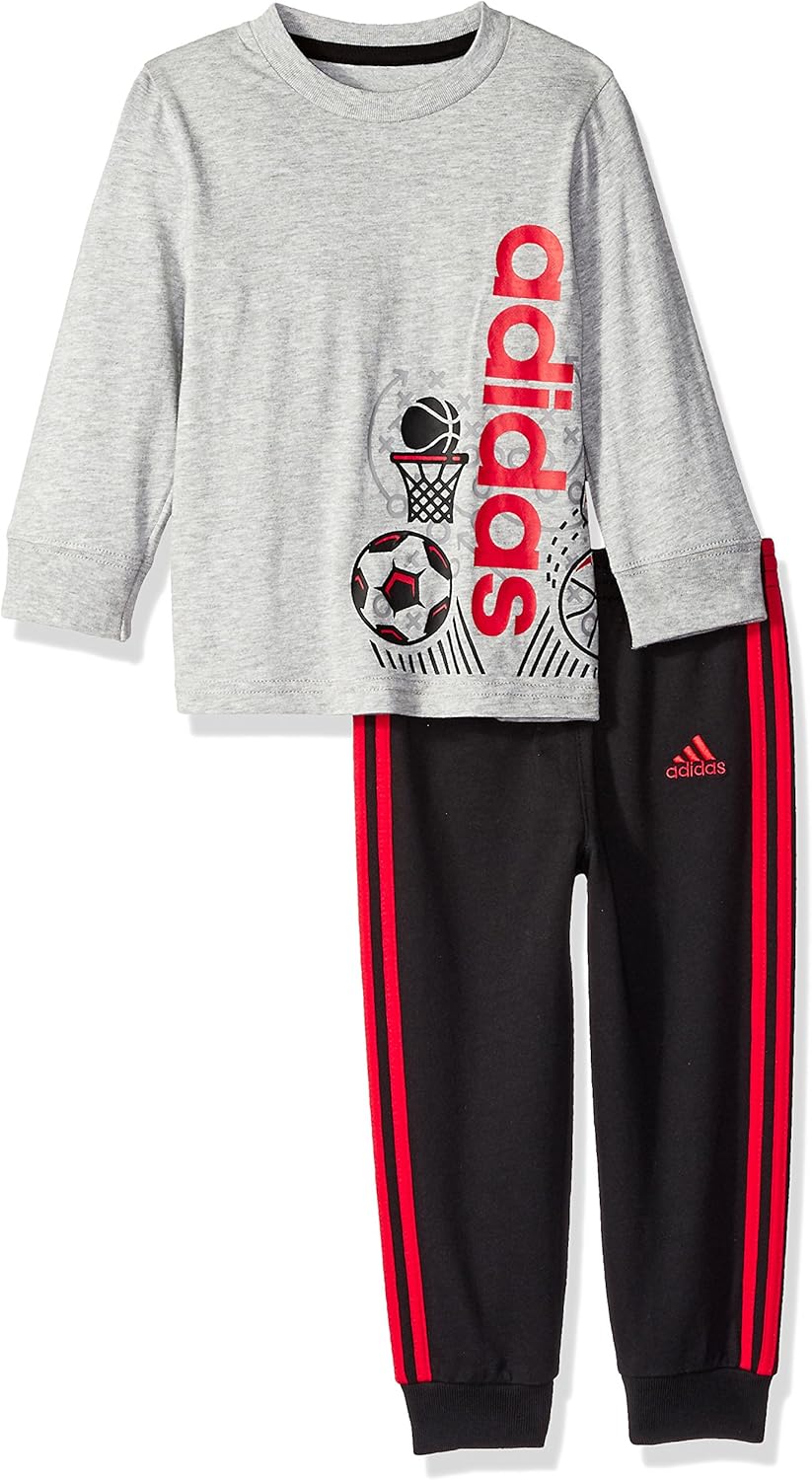 adidas Baby Boys' Long Sleeve Tee and Pant Set Clothing