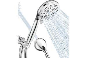 JDO Shower Head with Handheld, High Pressure Handheld Shower Head 7 Settings, Detachable Shower Head Set with Stainless Steel Hose and Shower Bracket (Chrome)