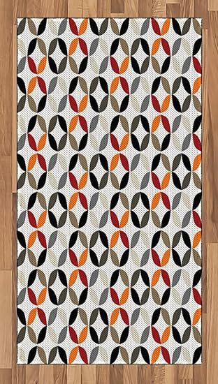 ABAKUHAUS Hipster Teppich, Boho-Ringformen, Deko-Teppich Digitaldruck, Färben mit langfristigen Halt, 80 x 150 cm, Mehrfarbig