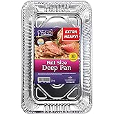 Aluminum Pans Full Size, Large Disposable Roasting &amp; Baking Pan, 21"x13" Deep Foil Pans (10 Pack) Extra Heavy Duty Chafing Trays for Hotels, Restaurants, Caterers, Steam Table, Buffets &amp; Bakeware