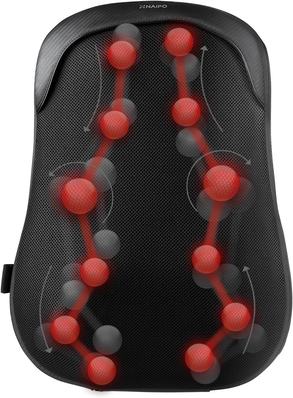 Naipo - back shiatsu massage cushion with s-track/kneading/Thai massager and portable heater for the nape of the neck, shoulders, and the back. Dorsal lumbar support - mother's day gift