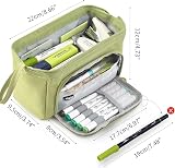 EASTHILL Large Capacity Pencil Case Green with Front Flap Open Design view 2