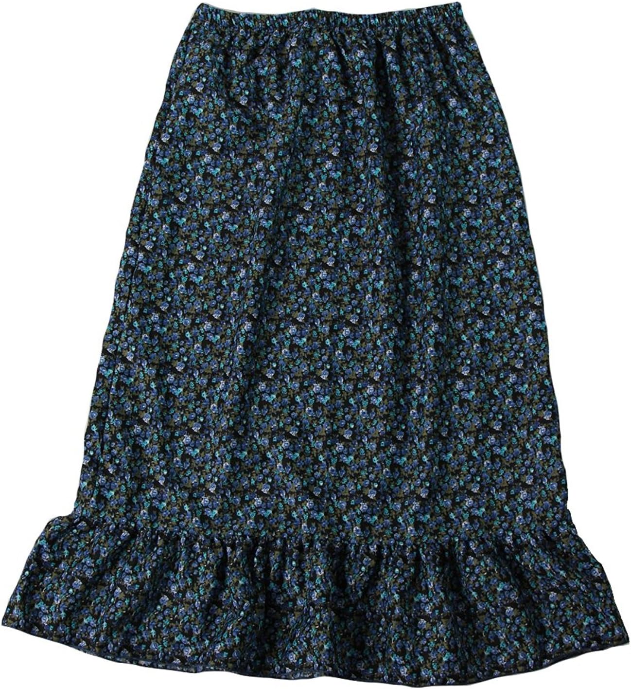 Girls Calico Pioneer Peasant Costume Skirt (Girls Medium 6/8, Blue Calico)