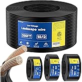ZONEGRACE 10 Gauge Landscape Lighting Wire, 10/2 Low Voltage Landscape Wire, 10 AWG Pure Copper Direct Burial Outdoor Cable, 