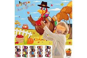 FENKYSOIX Thanksgiving Games for Kids Pin The Tail On The Turkey with 20pcs Turkey Tails Stickers Turkey Games for Kids Thanksgiving Party Activities Favors Fall Festival Games Friendsgiving Party Games