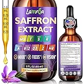 Saffron Extract for Anxiety Relief & Calm Mood Support | 88.5mg Saffron Supplement | Enhanced with Manganese for Brain & Stress Support | Vegan, Non-GMO, Alcohol-Free Tincture, Based in USA - 2 Oz