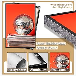 Vintage 70s Disco Ball Wall Art Posters Trendy Red