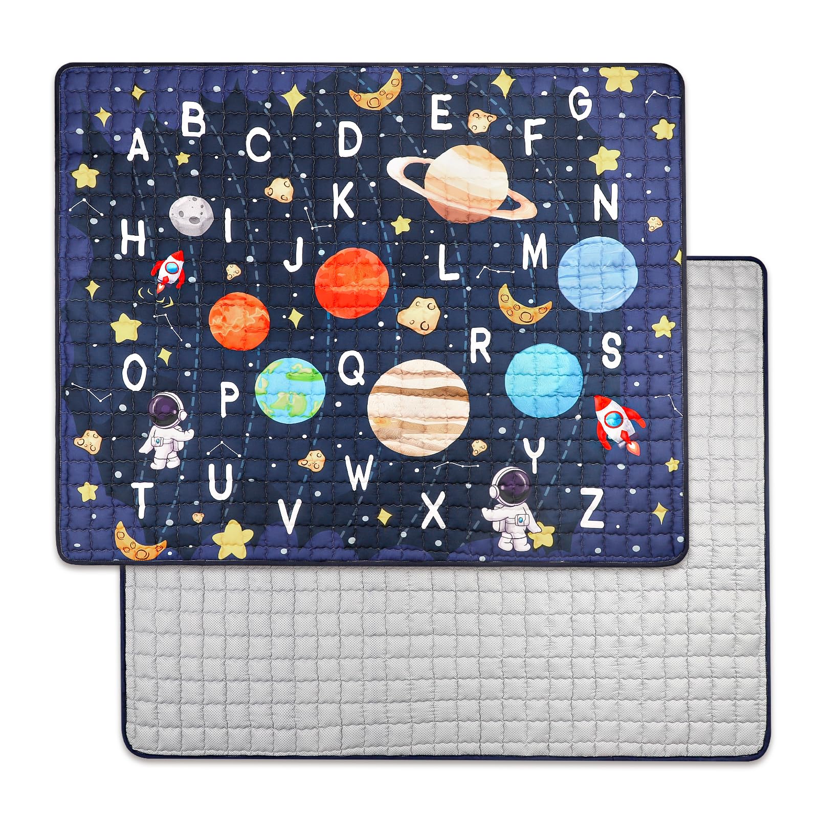 Photo 1 of Baby Play Mat for Floor, GFU Non-Slip 71x59 Thick One-Piece Infants Playpen Crawling Mat Blue, Foldable and Machine Washable for Boys