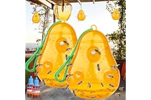 ENERJARY Wasp Traps Outdoor Hanging, Bee Traps Repellent Yellow Jacket Catchers Killer for Outside, Hornet Deterrent Non-Toxic Reusable Hanging Wasp Traps Pear Shape (2 Pack, Orange)