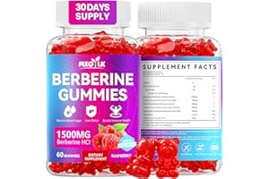 MXQ LK Berberine Gummies 1500mg – High Potency Berberine Supplement with Ceylon Cinnamon and Milk Thistle – Supports Glucose Metabolism & Natural Liver Function – Vegan, Sugar-Free, Non-GMO – 60 Count
