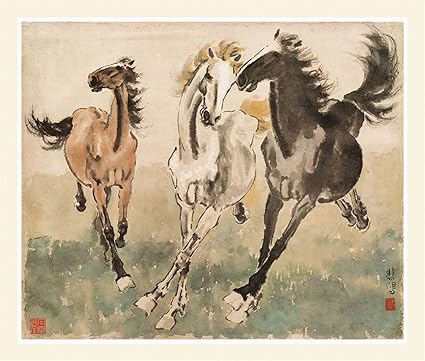 Amazon Com Ink Wash Giclee Prints Xu Beihong Chinese Horse