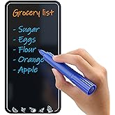 Dry Erase Magnetic Grocery Shopping List for Fridge - Small Reusable Shopping List Black - Fridge Grocery List Magnet - Chalk