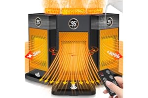 BEAUTYFAN Space Heater, Space Heaters for Indoor Use with Humidifier/Sensor/ECO/3D Flame Effect/Thermostat/Timer/Oscillating, PTC Fast Electric Heaters, Quiet Portable Room Heaters for Bedroom/Office/Home