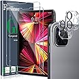 Ferilinso Designed for iPad Pro 11 Inch Screen Protector Accessories 2022 2021 2020 2nd 3rd 4th Generation 2 Pack Tempered Glass with 2 Pack Camera Lens Protector Suitable for Apple Pencil Face ID