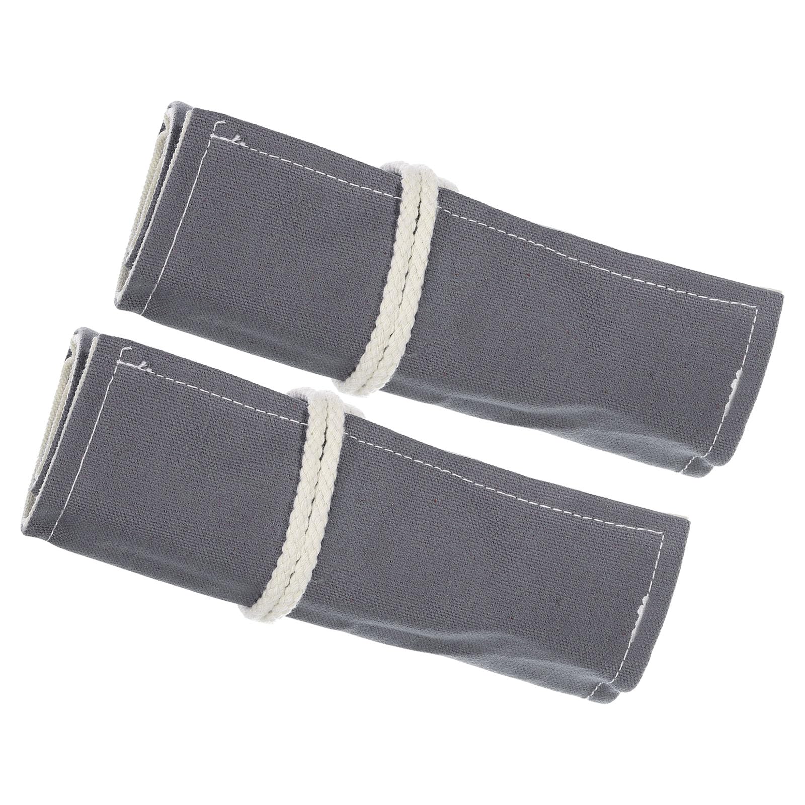 PATIKIL Handmade 24 Slots Roll Up Pencil Case, 2 Pack Canvas Pencil Wrap Pouch Pen Holder Organizer for Artist Drawing Coloring Sketching, Gray