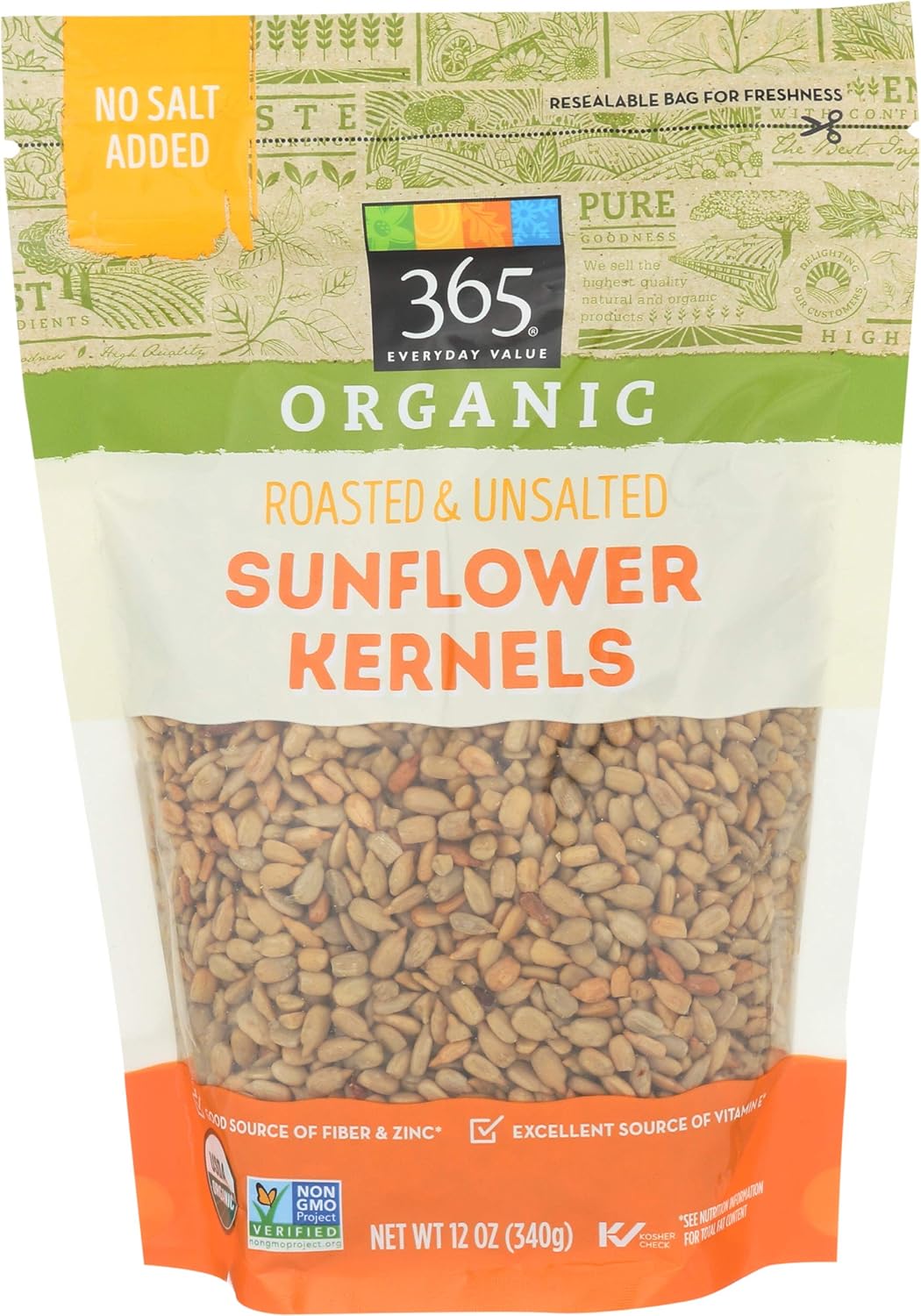 365 Everyday Value Organic Sunflower Kernels Roasted & Unsalted, 12 oz