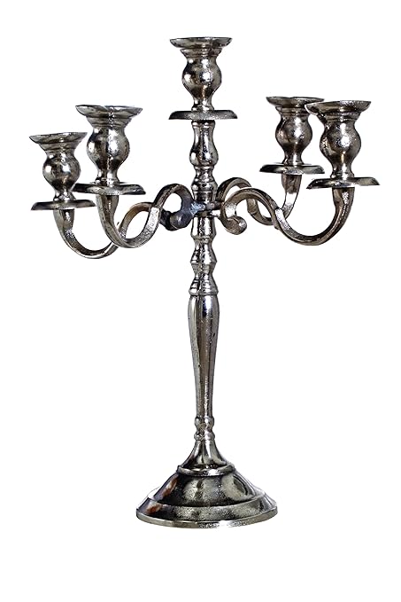 Homescapes Silver Candelabra With Five Arms 70 Cm 2 Ft High