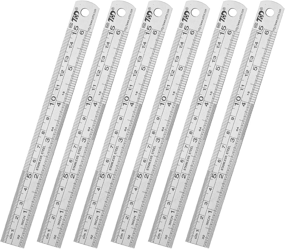 Early Buy Stainless Steel 6 Inch Ruler Set 6 Pack Straight Edge