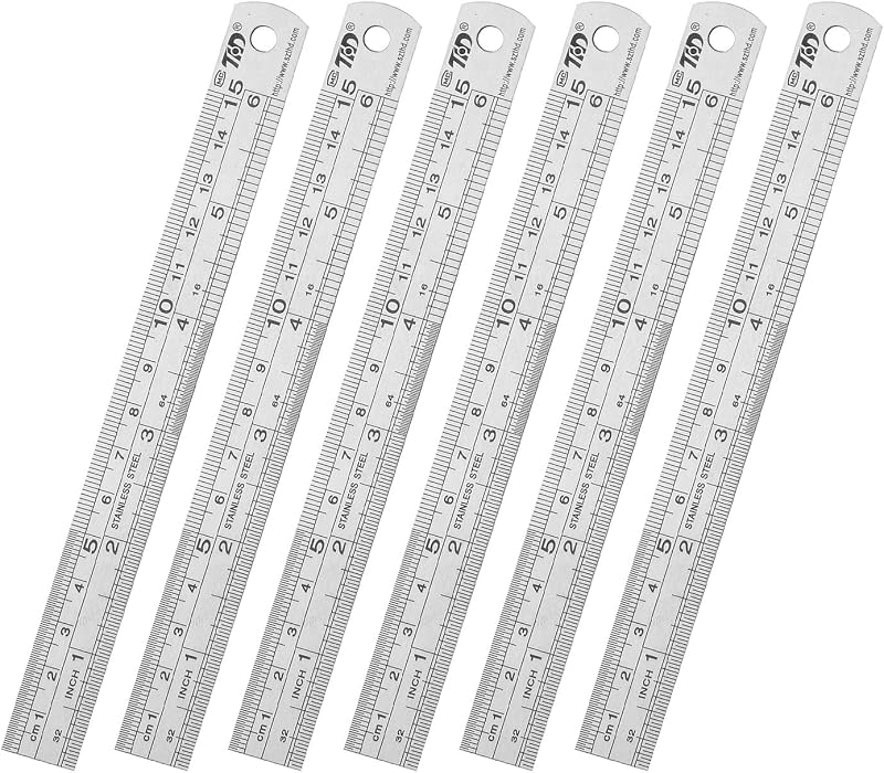 Early Buy Stainless Steel 6 Inch Ruler Set 6 Pack Straight Edge