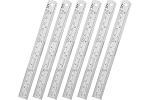 ZZTX Ruler Metal Straight Edge Stainless Steel Ruler 6 Inch Ruler Set Rulers Bulk 6 Pack
