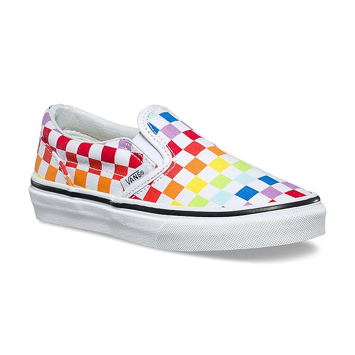 rainbow checkered kids vans