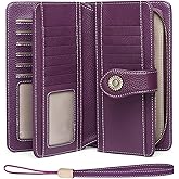 FALAN MULE Women Leather Wallet Large Capacity Bifold RFID Blocking Card Holder with Zipper Coin Pocket