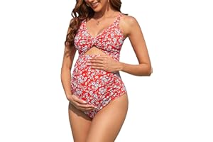 Clearlove Maternity Swimsuit Cut Out One Piece Pregnancy Bathing Suits for Women High Waisted Push Up Swimwear