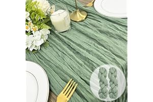 BGHEOUYV 2 Pack Cheesecloth Table Runner, 10FT 35x120 inch Sage Green Table Cloth, Boho Rustic Gauze Dusty for Baby Shower Decor, Mothers Day, Bridal Shower, Wedding, Thanksgiving, Christmas, Birthday Decor