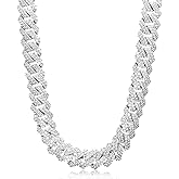 TRIPOD JEWELRY 15mm Full Iced Out Diamond Cuban Link Chain - Hip Hop 18K or White Gold Plated Necklace or Bracelet for Men Women(Birthday Gift