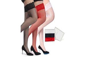ohyeah Women Fishnet Plus Size Thigh High Stockings XS-5XL Silicone Stay Up Lingerie Lace Top Pantyhose Hosiery