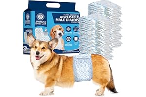 American Kennel Club Male Dog Wrap, Disposable Diapers with Wetness Indicator, Small, 50 Count