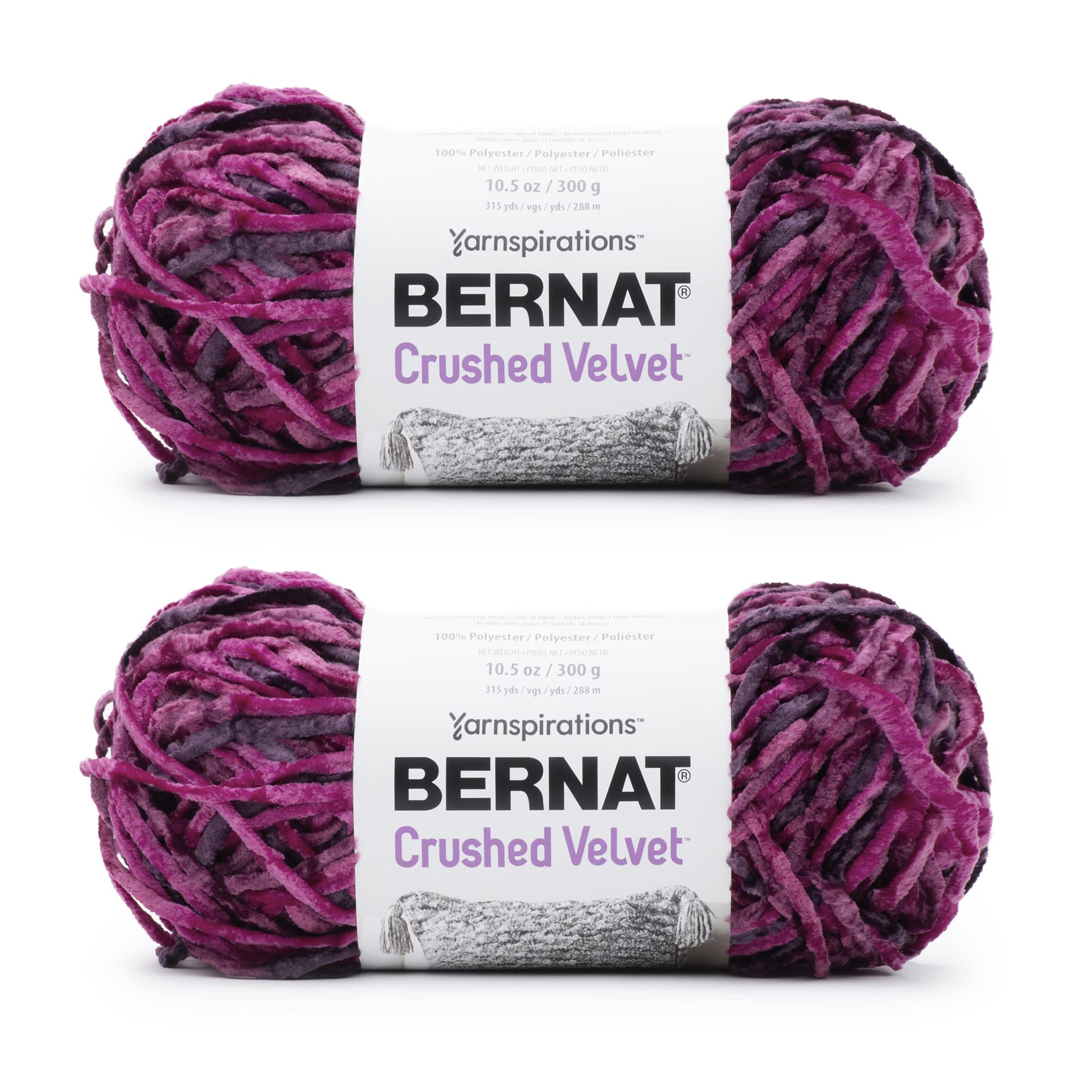 Bernat Crushed Velvet Br Magneta Yarn - 2 Pack of