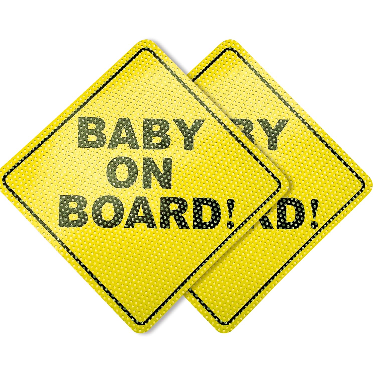 Baby on Board Sticker for Cars 2PCS, WZCNDIDI Baby On Board Warning Signs Without Suction Cups (Yellow,Strong Adhesive)