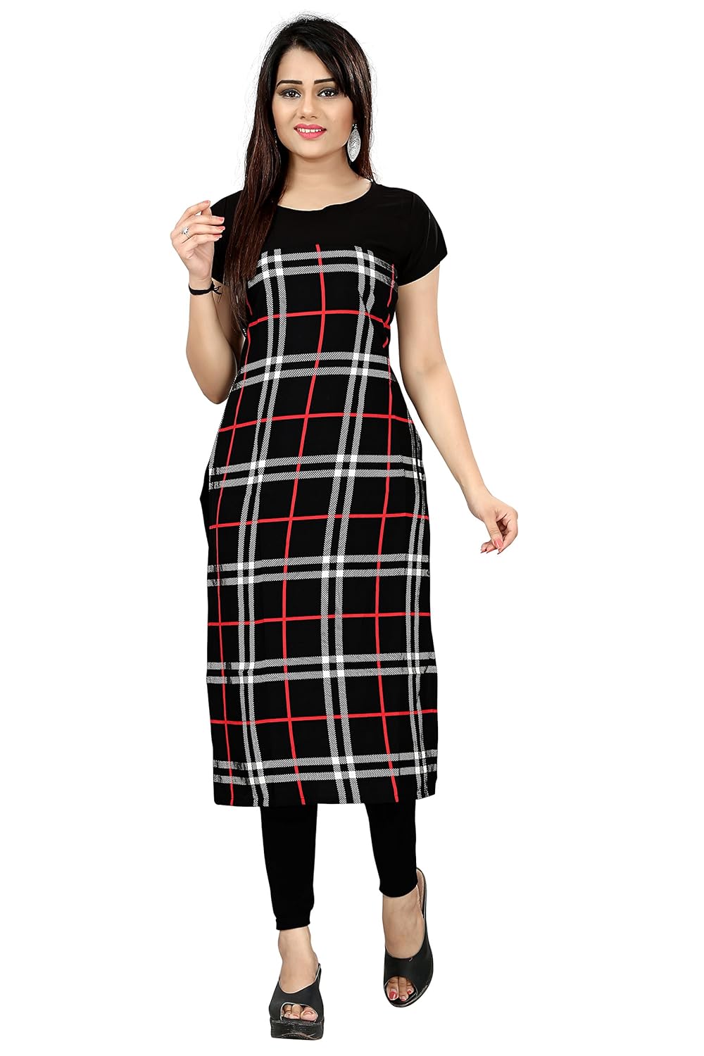 new ethnic 4 you women's crepe printed straight cut kurti