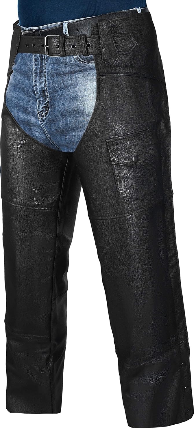Protective Gear Waist 34 HWK Motorcycle Leather Chaps Pants Biker