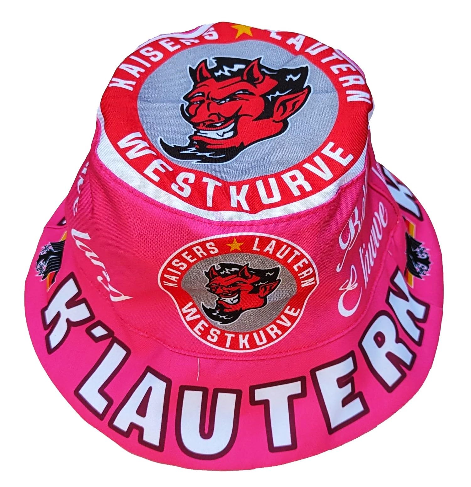 Generisch Kaiserslautern Sun Hat (Betze Girl/E Läwwe Long), Kaiserslautern Fishing Hat, Kaiserslautern Fishing Hat, Pink, white, red, 59