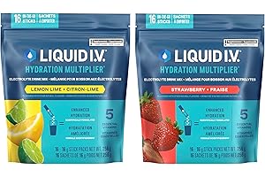 Liquid I.V. Hydration Multiplier Electrolyte Drink Mix for Accelerated Hydration LemonLime Strawberry with Vitamins B3, B5, B
