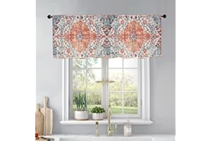BrilliStar Boho Kitchen Curtains Colorful Bohemian Style Design for Windows Valances Rod Pocket Curtain Valance for Bathroom Living Room Cafe 54x18 inch Window Treatment for Home Décor