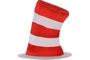 COSTUMES USA Party City Dr Seuss Cat In The Hat Top Hat for Kids - Dr. Seuss Red & White Striped Hat for Boys & Girls - Halloween Costume Accessories & Headwear